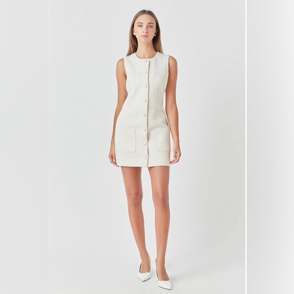 Endless Rose Tweed mini dress in S - Ivory